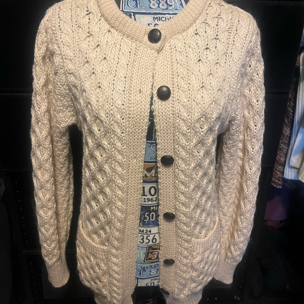 Vintage Aran Irish Wool Cardigan